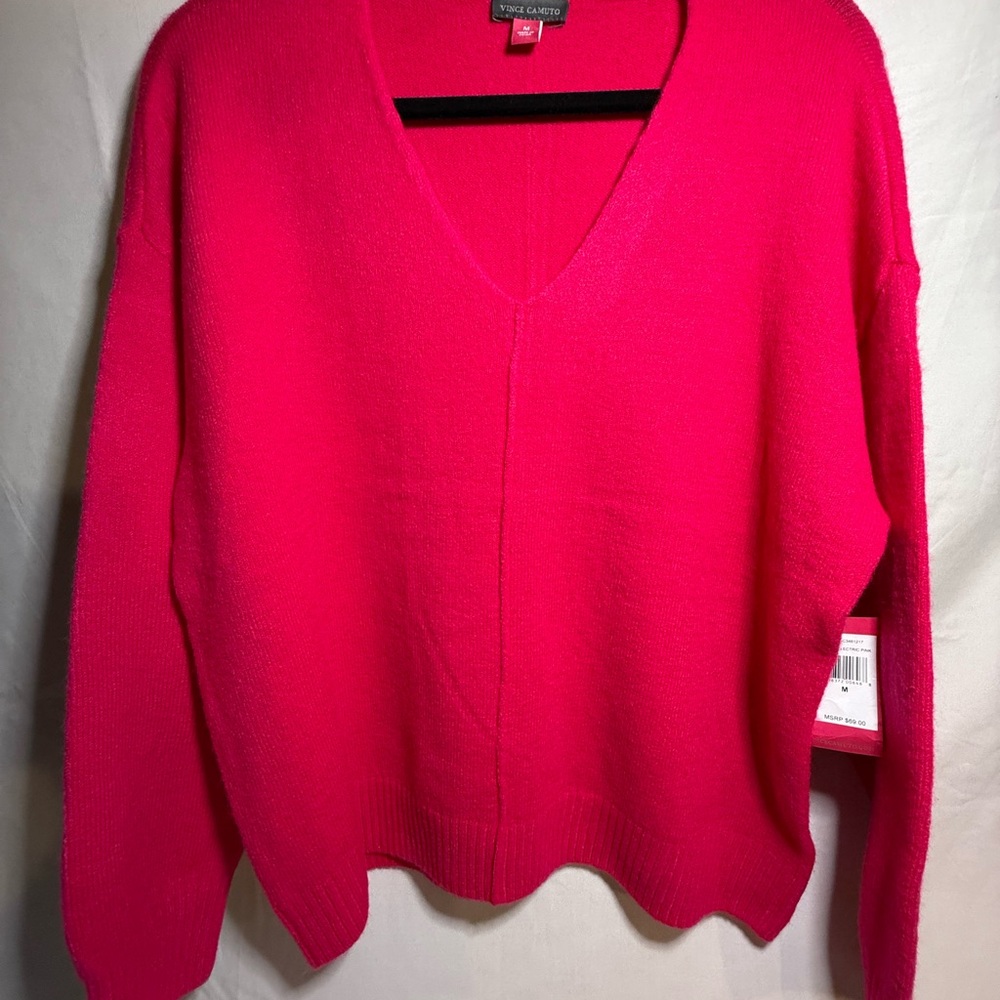 Jones New York Bold Pink V-Neck Sweater